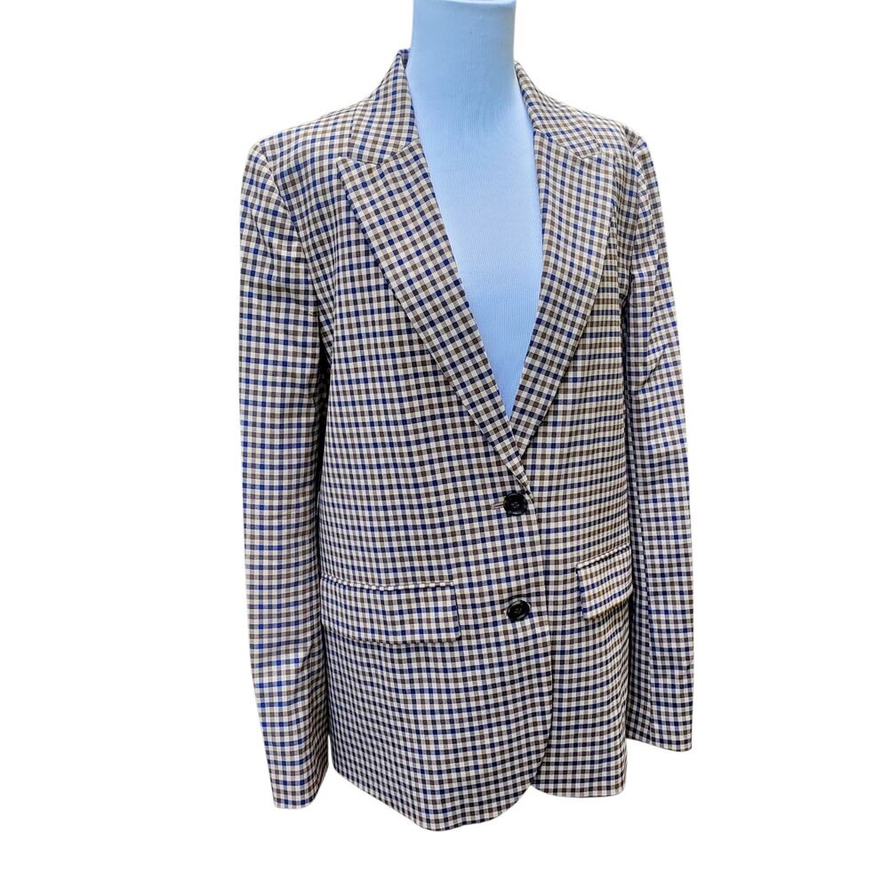 J. Crew Plaid Check Blazer Jacket Academia Preppy Stretch Wool Tollegno 1900 12T - Picture 8 of 16